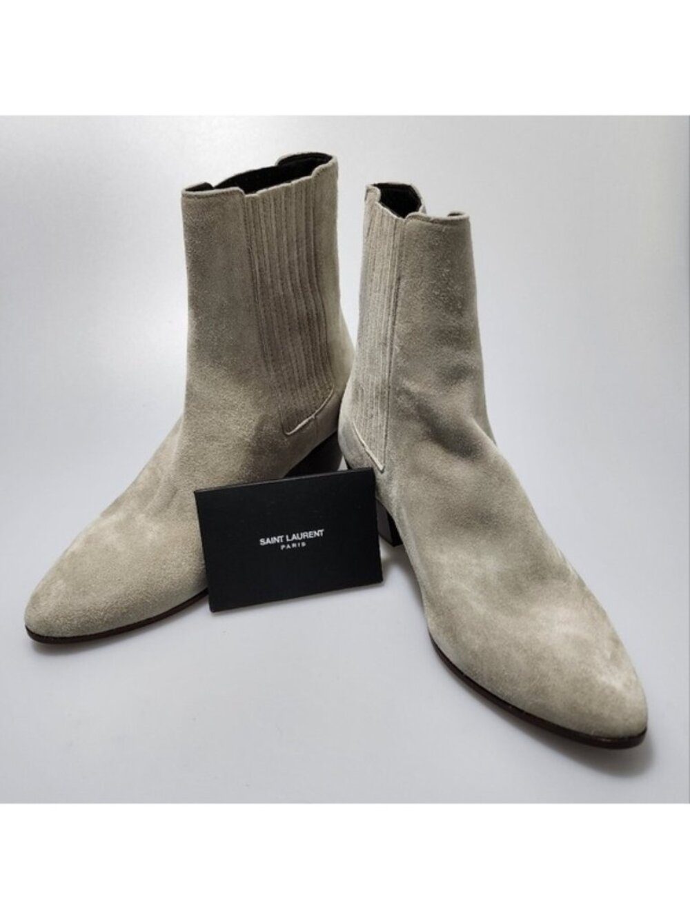 Saint Laurent West 45 Suede Boots Light Grey Women’s EU 37/US 7 $895